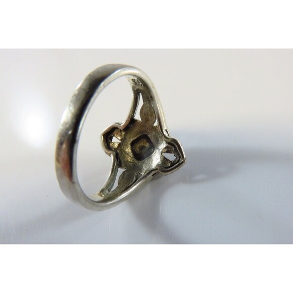 Sterling Marcasite Fancy Oblong Silver Ring Art Deco Style Size 6.5 - Picture 6 of 9